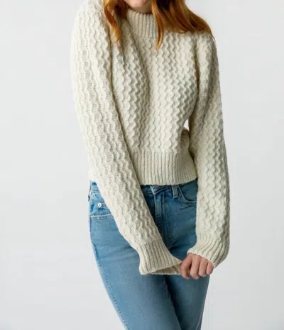 Amo Helen Crop Mock Sweater In Natural In Green