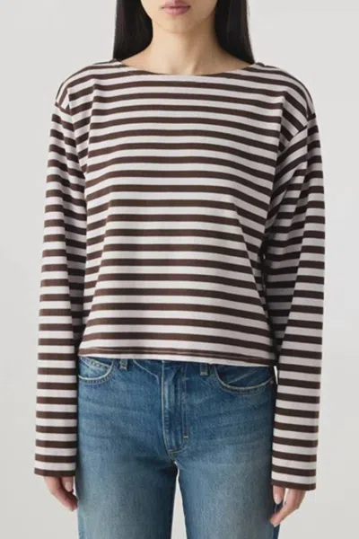 Amo Hepburn Striped Top In Mocha/storm In Multi