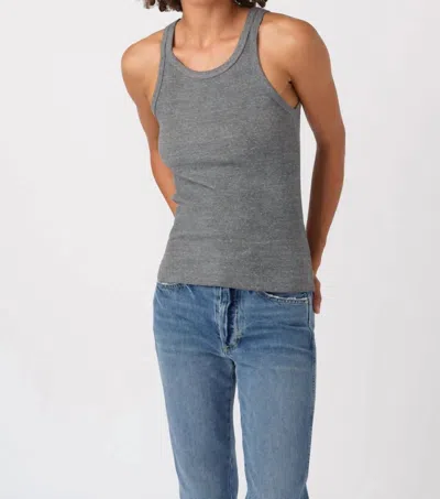 Amo Long Rib Tank Top In Heather Grey In Gray