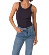 Amo Long Rib Tank Top In Vintage Black In Black
