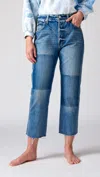 AMO LOVERBOY STRAIGHT LEG JEANS IN SHADOW PATCHES