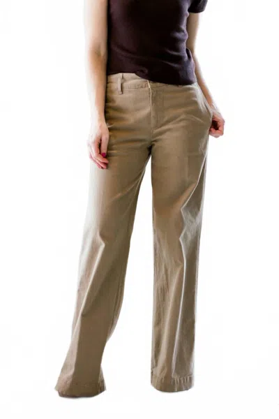 Amo Maddi Wide Leg Trousers In Sand In Green