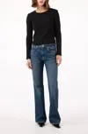 Amo Hattie Mid Rise Straight Leg Jeans In Allure In Black