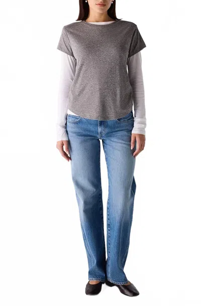 Amo Odette Low Rise Jean In Smudge In Blue