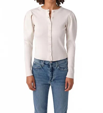 Amo Puff Sleeve Cardigan In Off White
