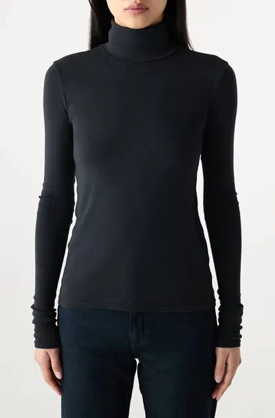 Amo Reese Ribbed Turtleneck Tee In Black