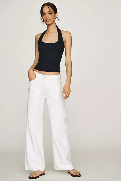 Amo Regina Cotton Mid-rise Wide-leg Jeans In White