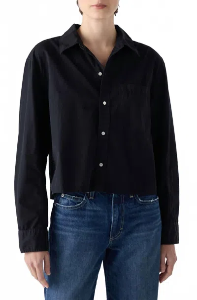 Amo Ruth Crop Button Down Shirt In Black