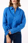 Amo Ruth Crop Shirt In French Blue In Blue