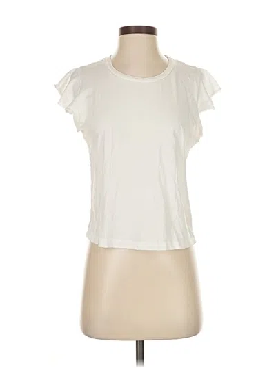 Pre-owned Amo Short Sleeve Top Ivory Ruffles Neckline Tops In White