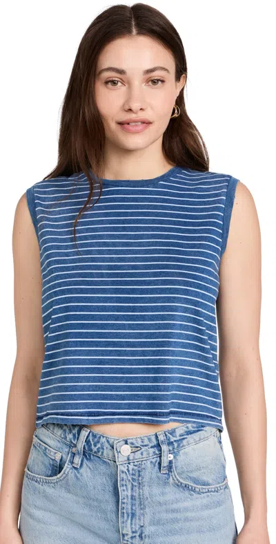 Amo Sleeveless Babe Tee In Indigo/white In Multi
