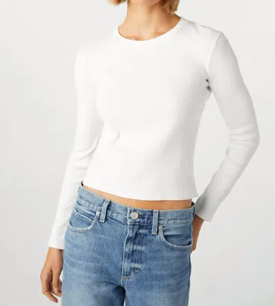 Amo Slim Rib Long Sleeve Tee In White