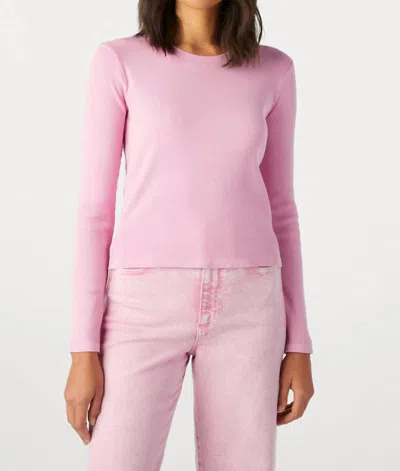 Amo Slim Rib Tee In Peony In Pink