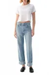 Amo Sonia Cuffed Jeans In Adulation In Blue