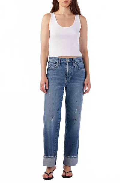 Amo Sonia Cuffed Jeans In Shatter In Blue