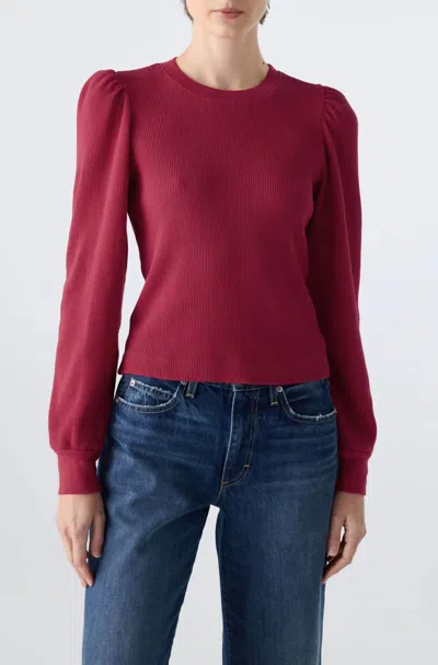 Amo Women's Girly Thermal Tee In Burgundy