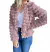 Amoli Dressy Faux Fur Fringe Open Front Jacket In Dusty Mauve In Purple
