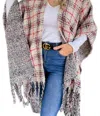 Amoli Plaid Reversible Ruana In Ivory In Multi