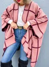 Amoli Reversible Grid Cardigan In Pink Or Burgundy In Multi