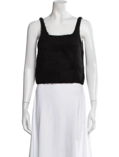 Pre-owned Amomento Alpaca Square Neckline Crop Top In Black