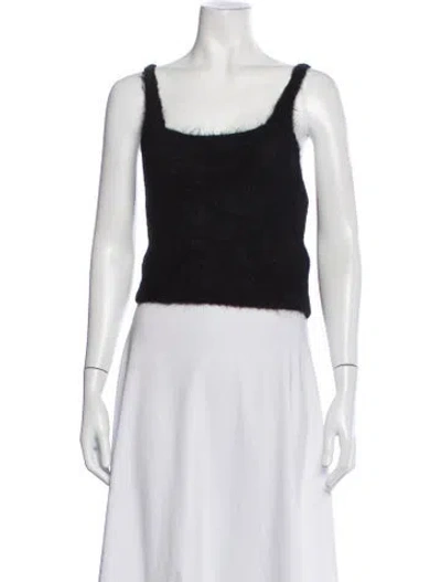 Pre-owned Amomento Alpaca Square Neckline Crop Top In Black