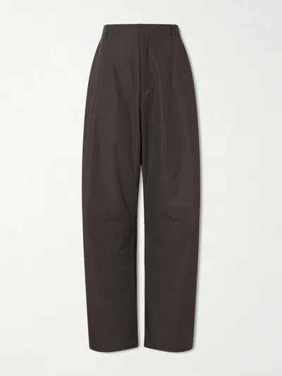 Amomento Barrel-leg Cotton Trousers In Brown