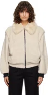 Amomento Beige Detachable Sleeve Faux-shearling Jacket In Ivory