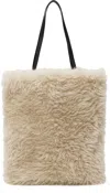 Amomento Beige Faux-fur Tote In Beige