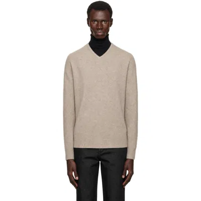 Amomento Beige Racoon V-neck Sweater In Neutral