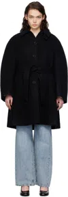 Amomento Black Alpaca Raglan Coat In Black