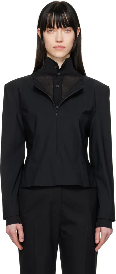 Amomento Black Boat Neck Two Way Top