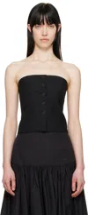 Amomento Black Button Up Bustier Top In Black