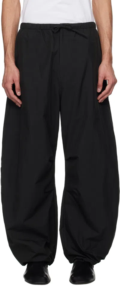 Amomento Black Drawstring Wide Fatigue Trousers