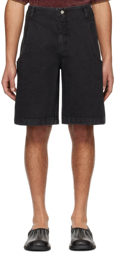 Amomento Black Five-pocket Denim Shorts