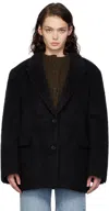 Amomento Black Hairy Oversized Blazer In Black