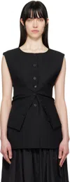 Amomento Black Oversized Button Up Vest In Black