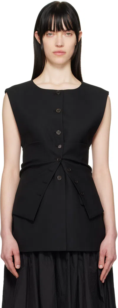 Amomento Black Oversized Button Up Vest