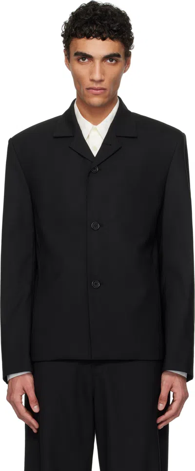 Amomento Black Oversized Wool Jacket