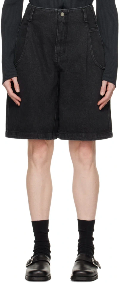 Amomento Black Pocket Denim Shorts