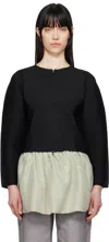 Amomento Black Rounded Zip-up Cardigan In Black