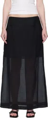 Amomento Black Sheer Long Maxi Skirt In Black