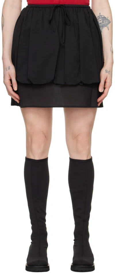 Amomento Black Shirred Miniskirt
