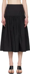 Amomento Black Shirring Culotte Trousers In Black