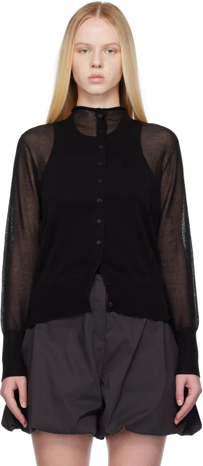Amomento Black Wholegarment Sheer Cardigan