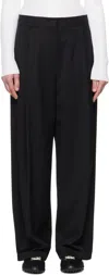 Amomento Black Wide Tuck Trousers In Black