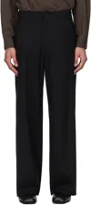 Amomento Black Wool Wide Trousers In Black