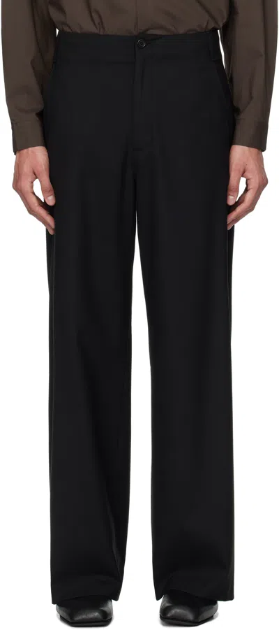 Amomento Black Wool Wide Trousers