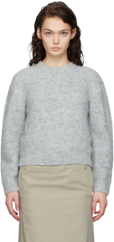 Amomento Blue Mix Bouclé Crop Knit Sweater