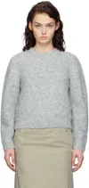 Amomento Blue Mix Bouclé Crop Knit Sweater In Blue