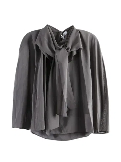 Amomento Bow-detail Sheer Blouse In Gray